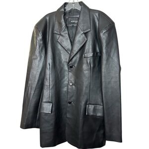 Agenda New York Faux Leather 3-Button Blazer